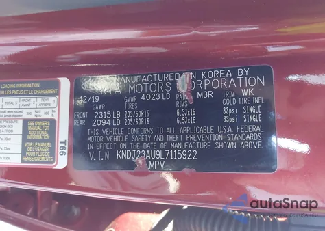 2020 Kia Soul Lx z USA, uszkodzony, nr VIN KNDJ23AU9L7115922